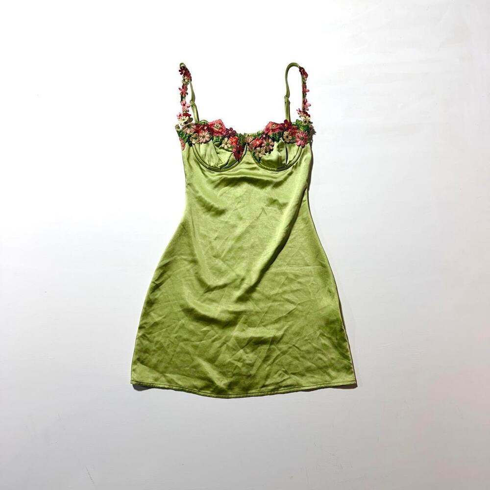 Princess polly green satin kenzie Mini Dress